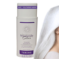 Robin Norwood's Sensationally Silver bottle shows neutralizing yellow tones for silver hair.