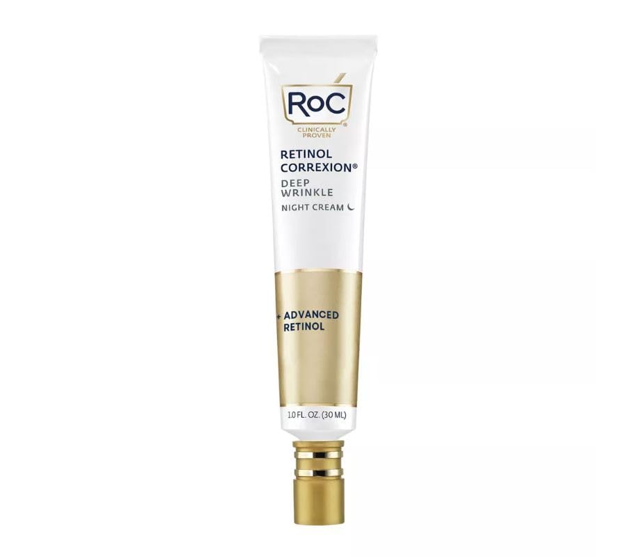 RoC Retinol Correxion deep wrinkle jar displaying hydrating texture for smoother skin