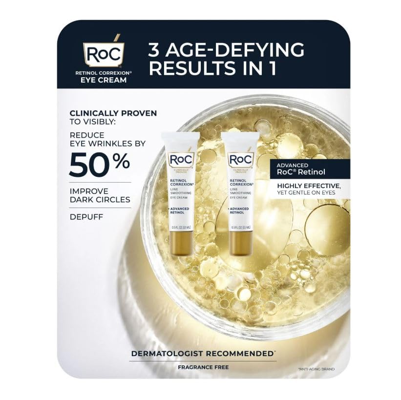 RoC Retinol Correxion eye cream depuffing effect on the eye area.