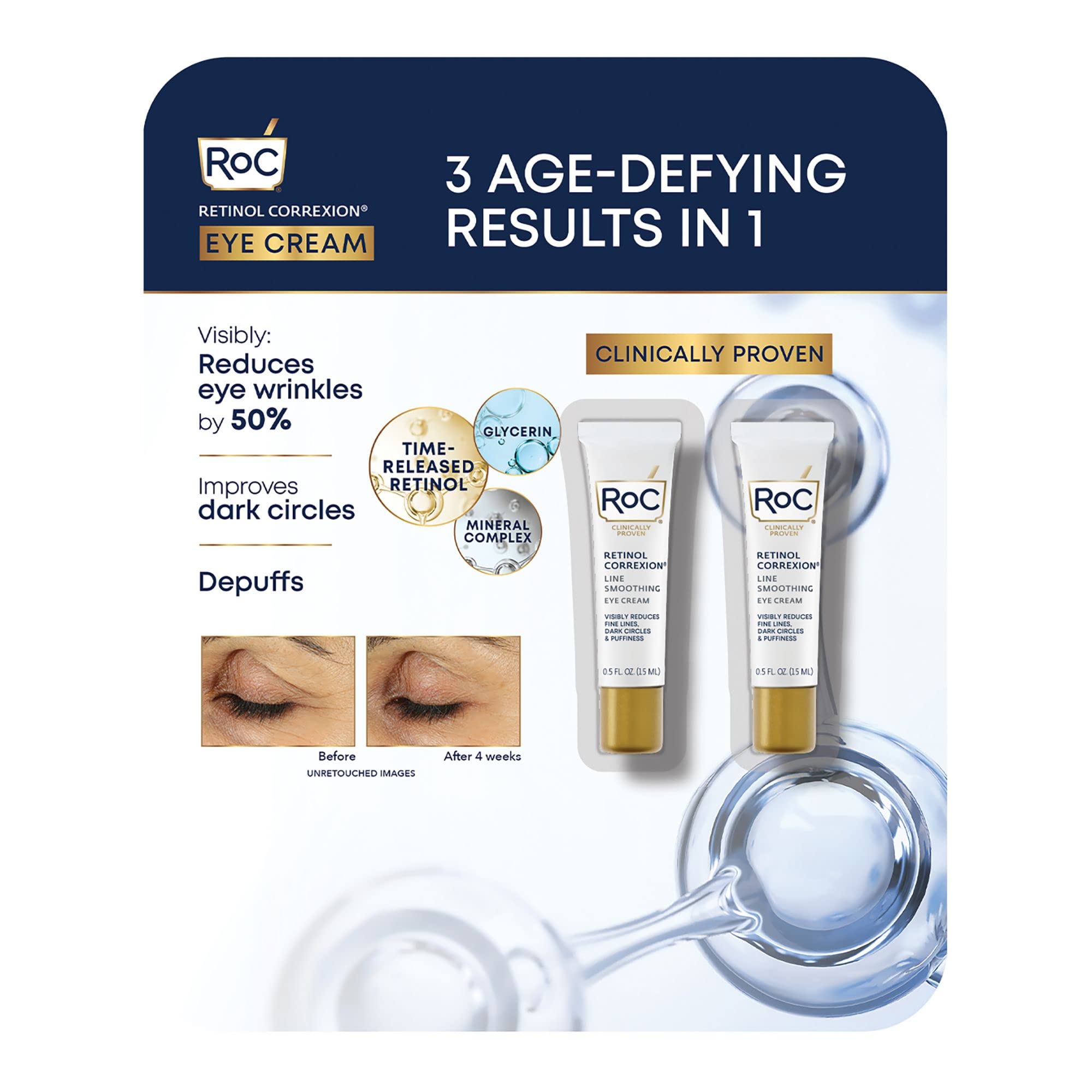 RoC Retinol Correxion Eye Cream pack of 2 for a refreshed under-eye area