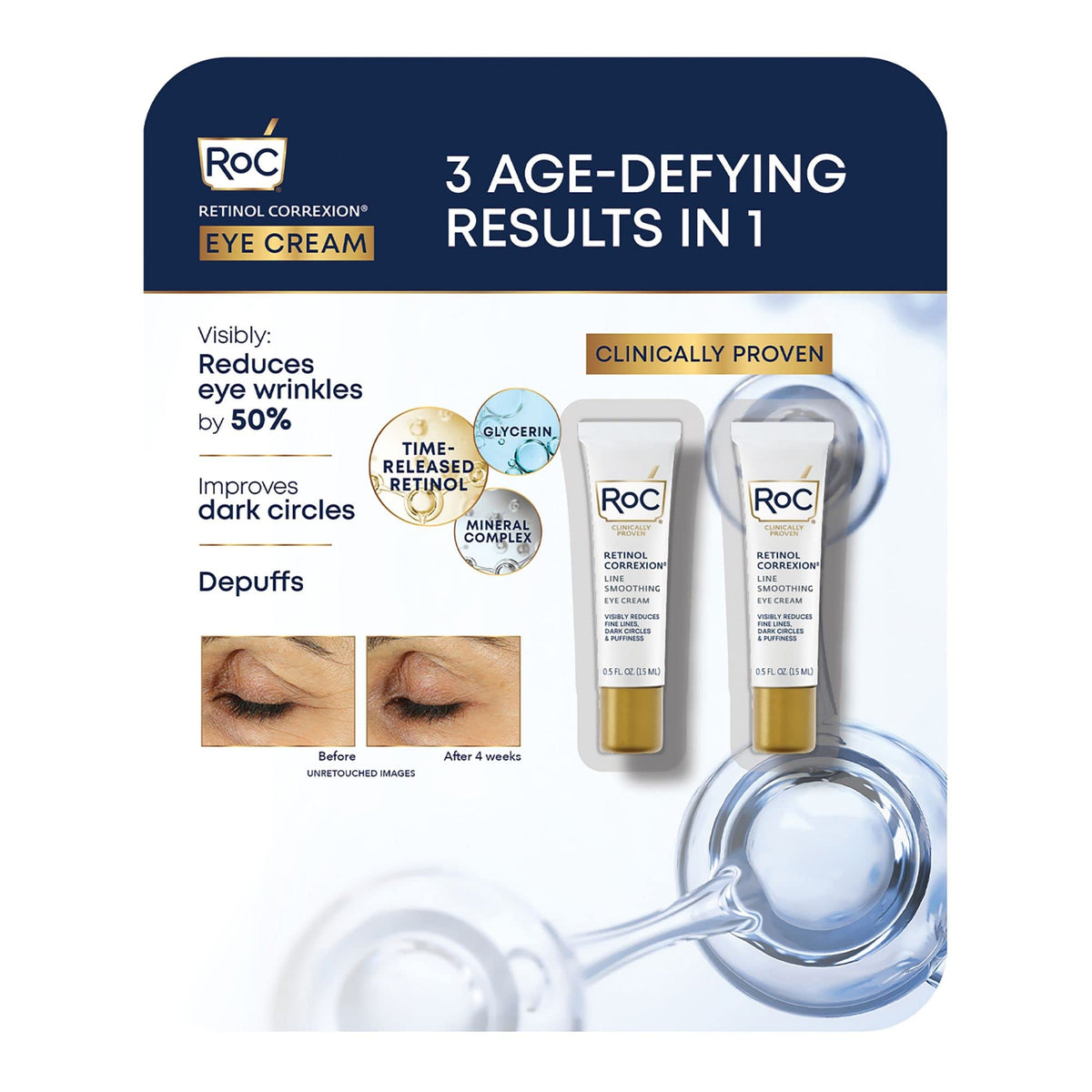 RoC Retinol Correxion Eye Cream pack of 2 for a refreshed under-eye area
