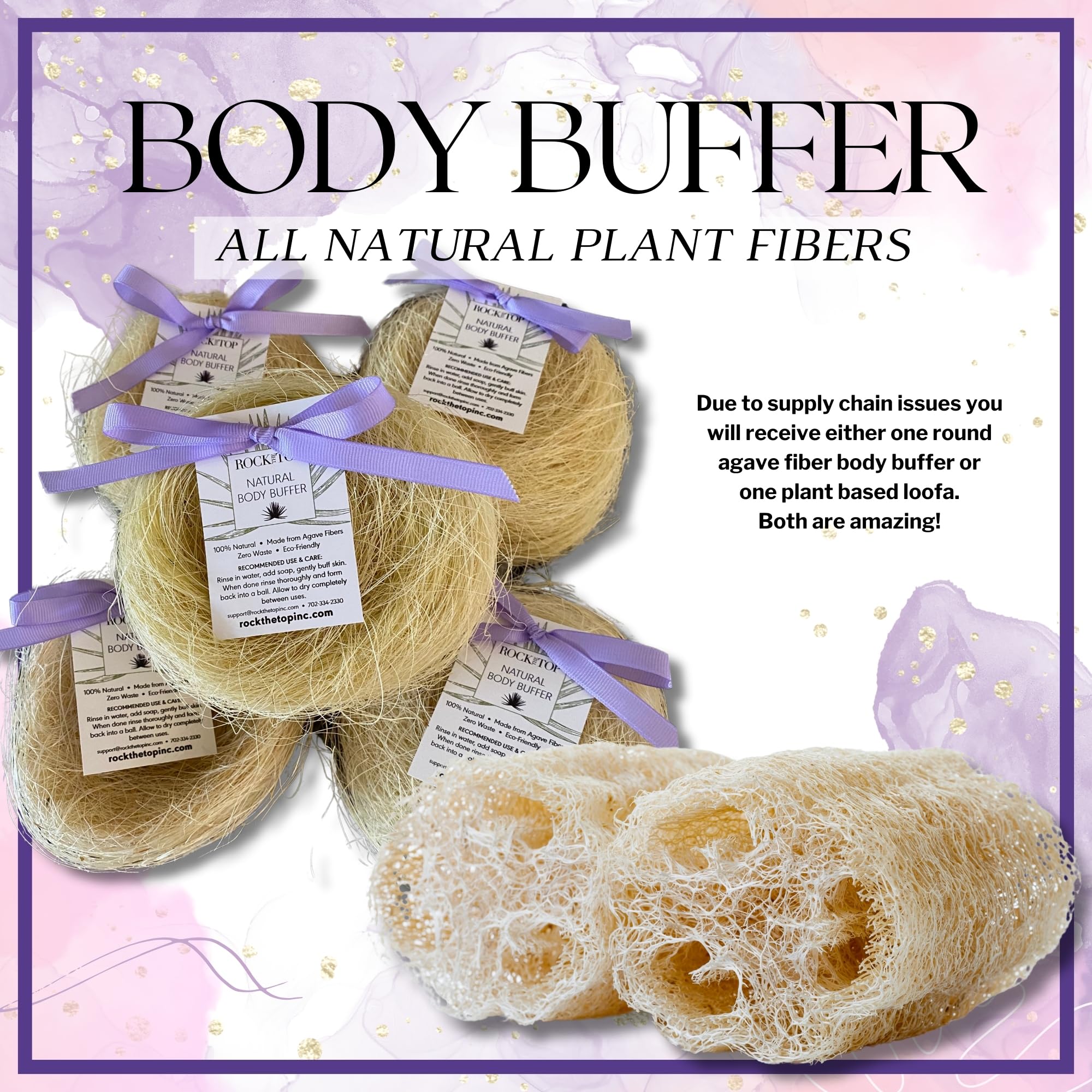 Rock the Top plant-based dry brush loofah for exfoliating self-care routine