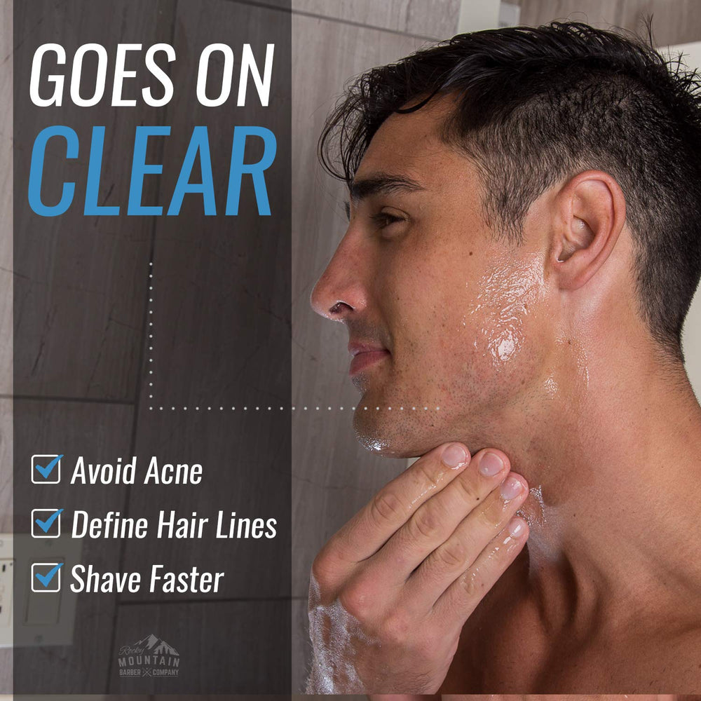 Rocky Mountain Barber Company beard-line definition using clear gel for precise edges.