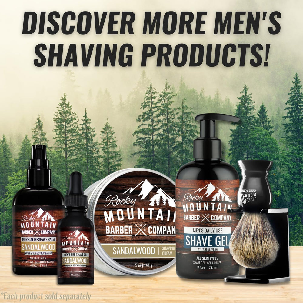 Rocky Mountain Barber Company gel dispensed from pump cap simplifies application.
