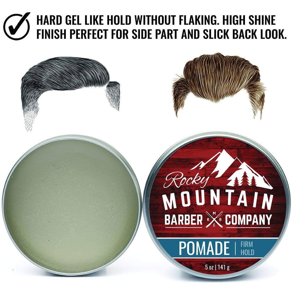 Rocky Mountain Barber Pomade – strong hold side-part look for day-long style