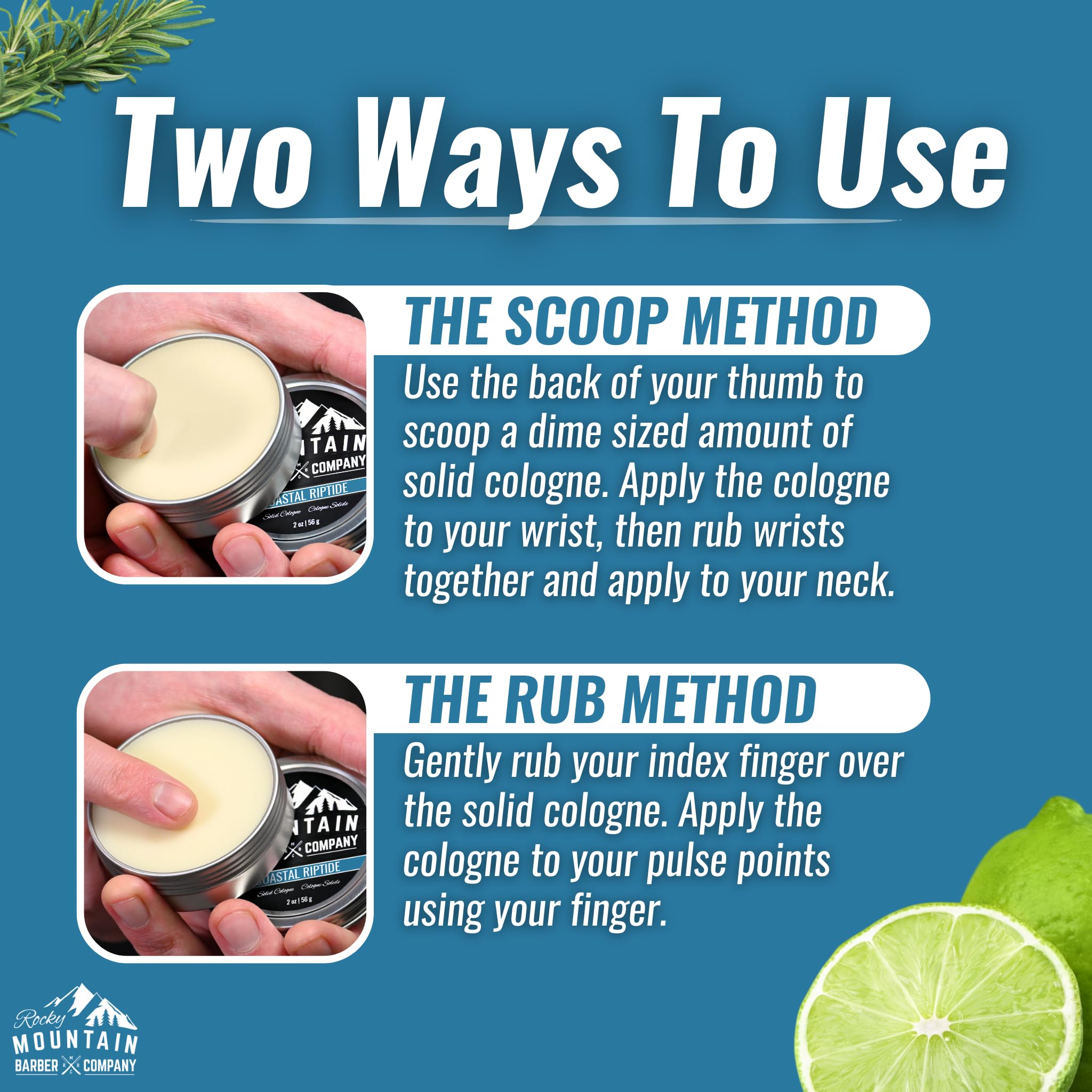 Rocky Mountain Solid Cologne Coastal Riptide uses avocado oil for hydration.