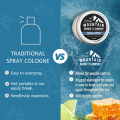 Rocky Mountain Solid Cologne Coastal Riptide citrus note highlights brightness.