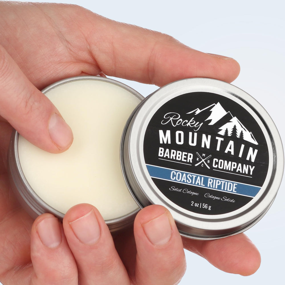 Rocky Mountain Solid Cologne Coastal Riptide nourishes skin with oils.