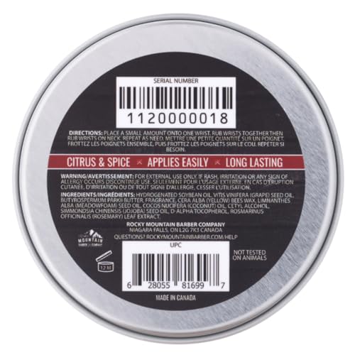 Rocky Mountain Solid Cologne scent-notes red-grapefruit saffron-woody profile for daytime freshness