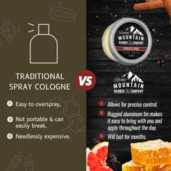 Rocky Mountain Solid Cologne travel-friendly 2oz tin, ideal for trips