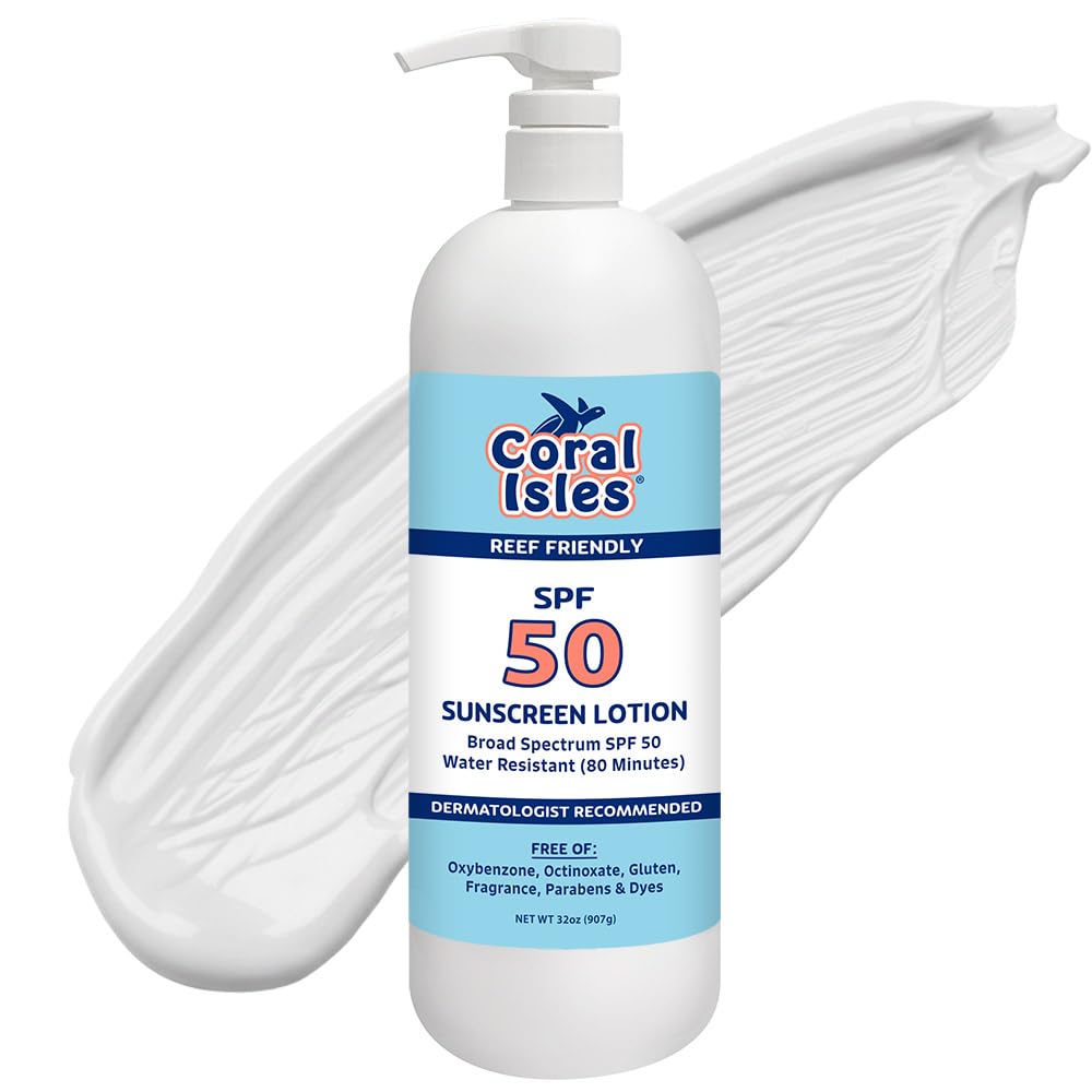 Rocky Mountain Sunscreen Coral Isles bottle front, SPF 50 protection for sunny beach days