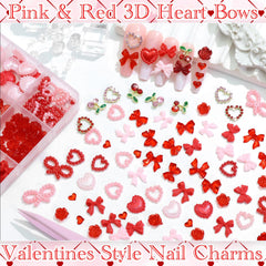 RODAKY Cherry Heart Nail Gems in metal alloy for romantic nail art.