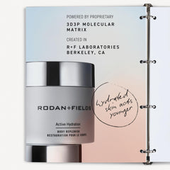 RODAN + FIELDS Active Hydration Body Replenish label front highlights clean, dermatologist-tested formula.