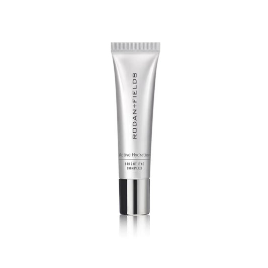Rodan + Fields Active Hydration Bright Eye Complex tube ready for use, highlighting hydration benefits.