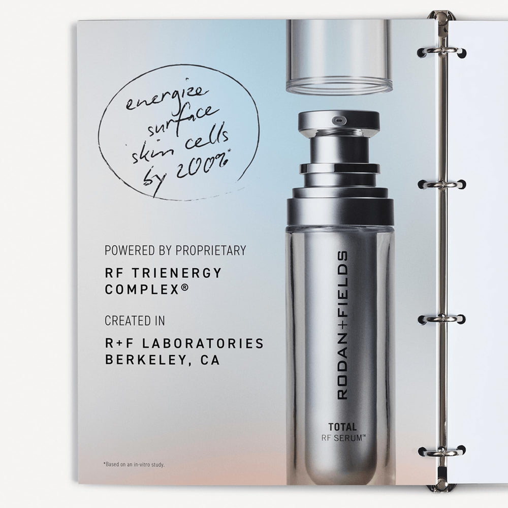 Rodan + Fields Total RF Serum application on hand for a simple morning ritual.