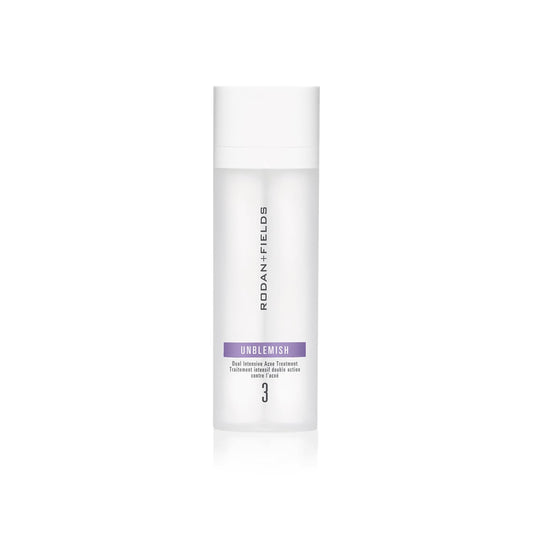 Rodan + Fields Unblemish bottle with pump promotes clear, balanced skin.