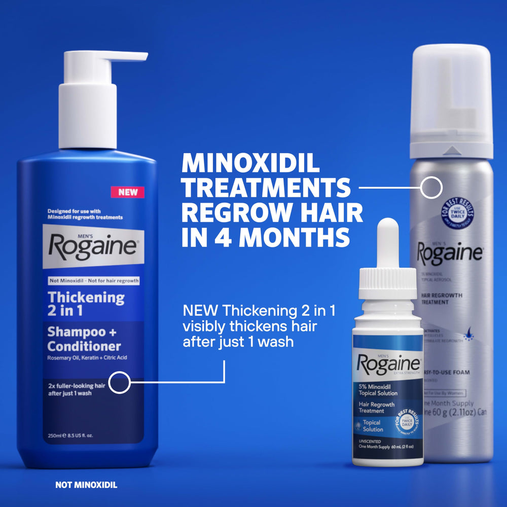 Rogaine packaging showing a 3-month supply for ongoing treatment.