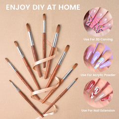 Rolabling nail brush with red wood handle offers comfortable grip during long sessions.