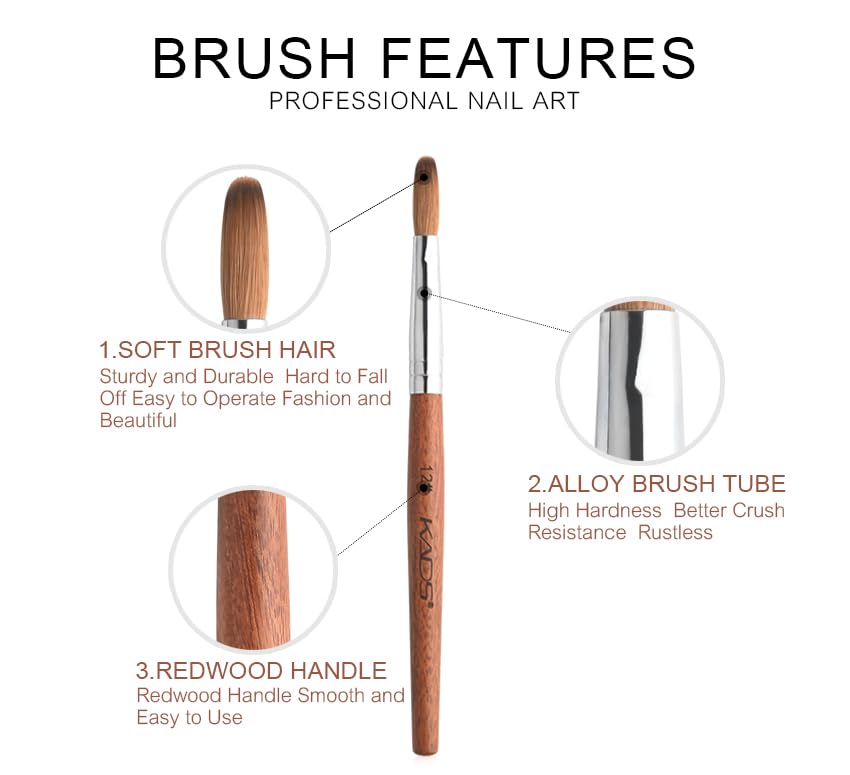 Rolabling nail brush sizes 6 to 18 for versatile techniques.