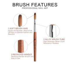 Rolabling nail brush sizes 6 to 18 for versatile techniques.