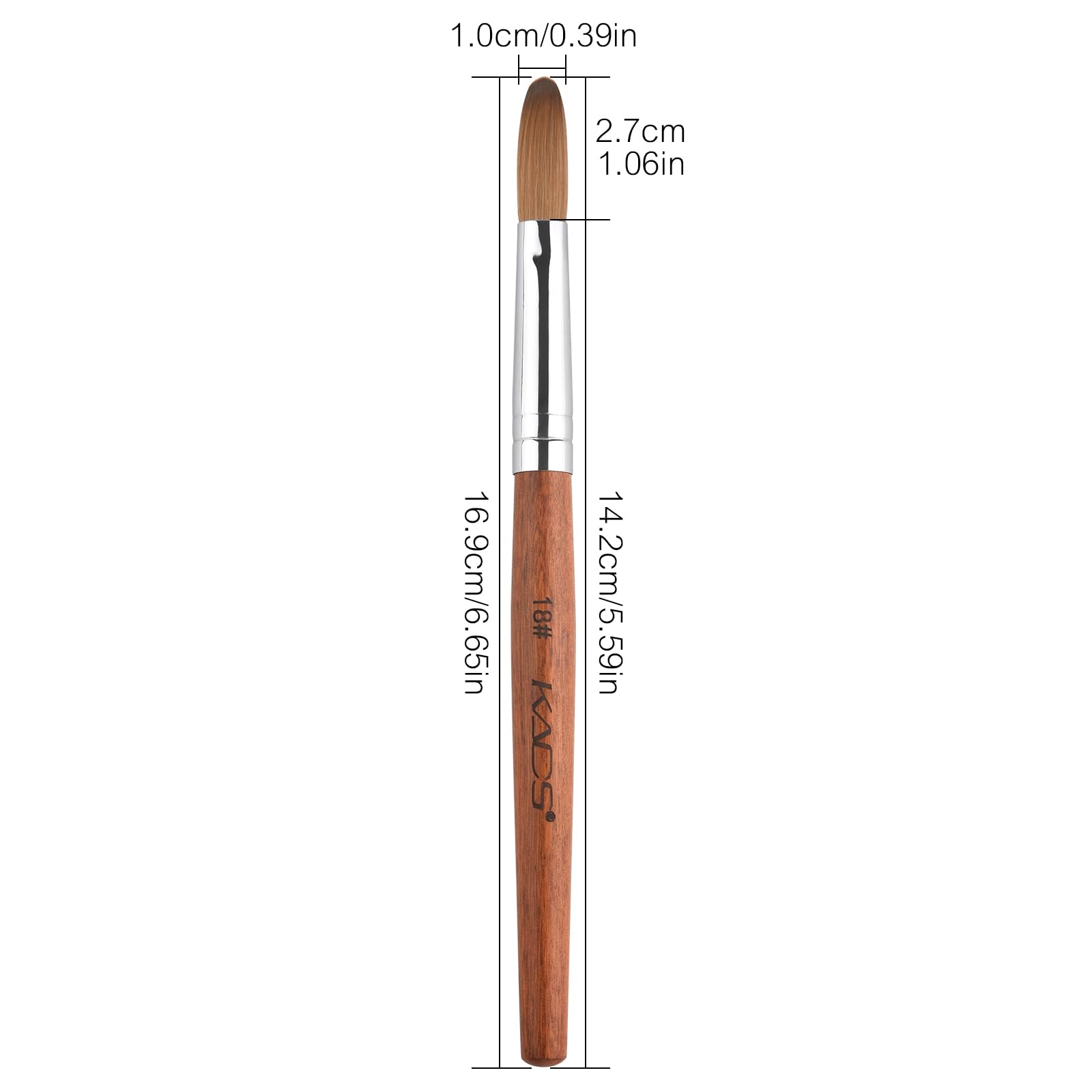 Rolabling nail brush soft Kolinsky sable hair enables fine detail work.