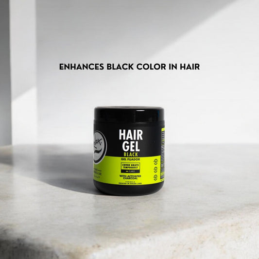 Rolda Black Hair Gel hair-styling-application demonstrates easy tint and hold
