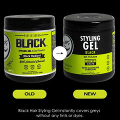 Rolda black styling gel back view highlighting medium shine and control