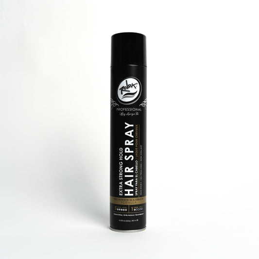 Rolda Extra Strong Hold bottle showing salon-grade finishing spray for men.