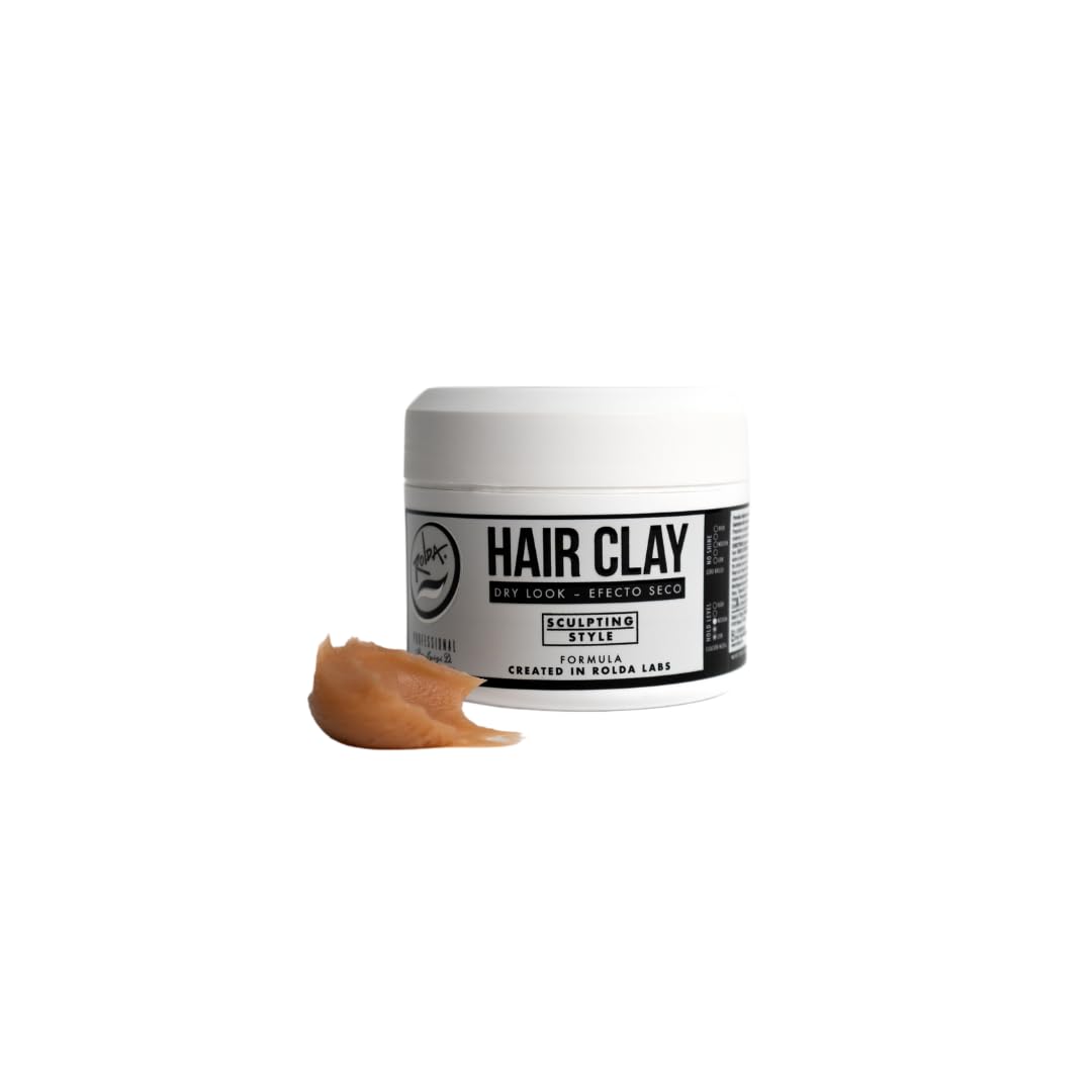 Rolda Hair Clay jar and label clearly identify the product.