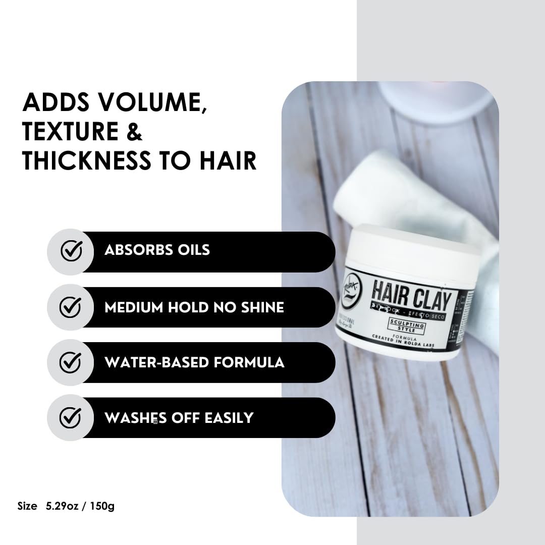 Applied Rolda Hair Clay creates a natural finish and texture.