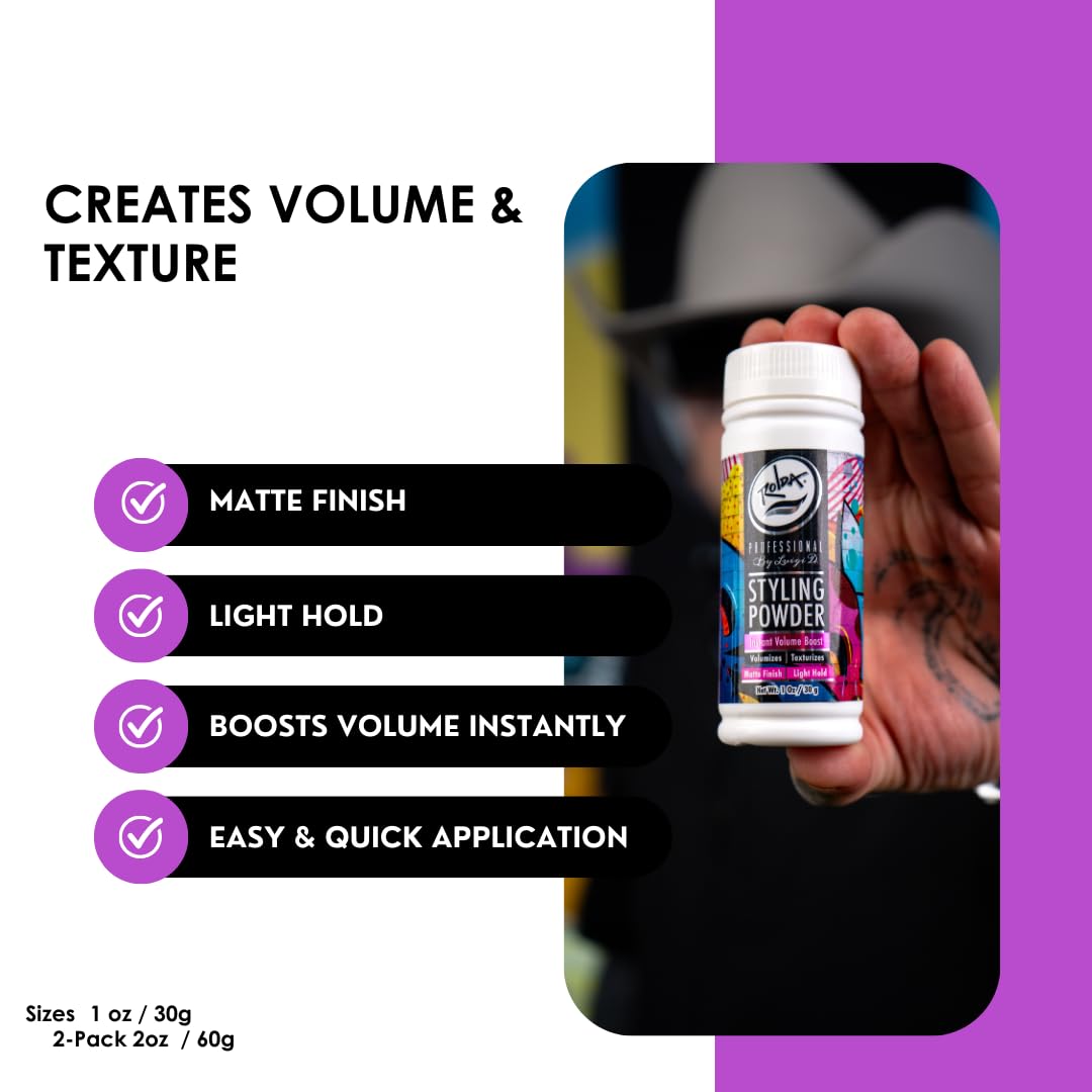 Easy-to-use Rolda powder for quick, on-the-go styling.