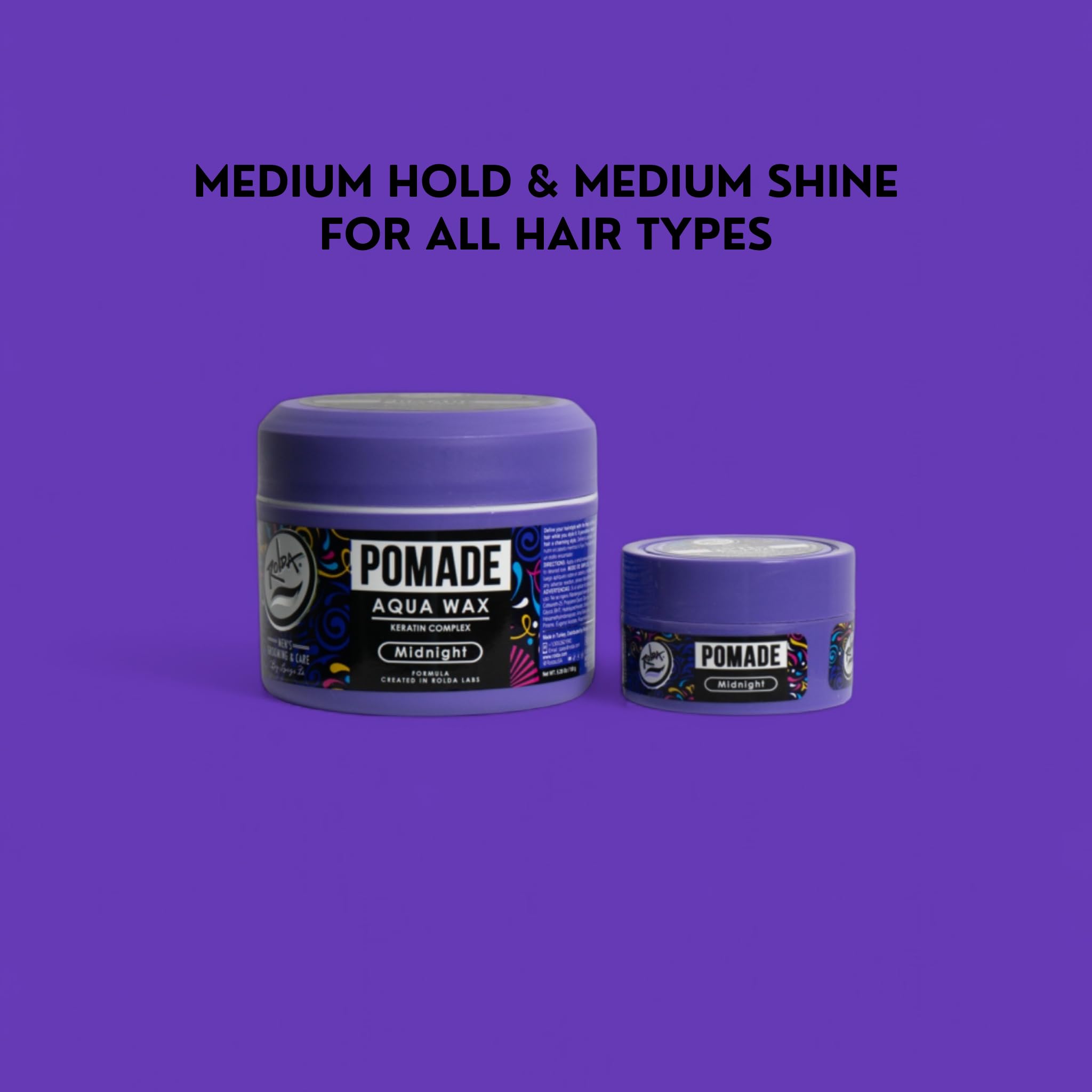 Barber-approved Rolda Midnight Hair Pomade demonstrates controlled, durable style.