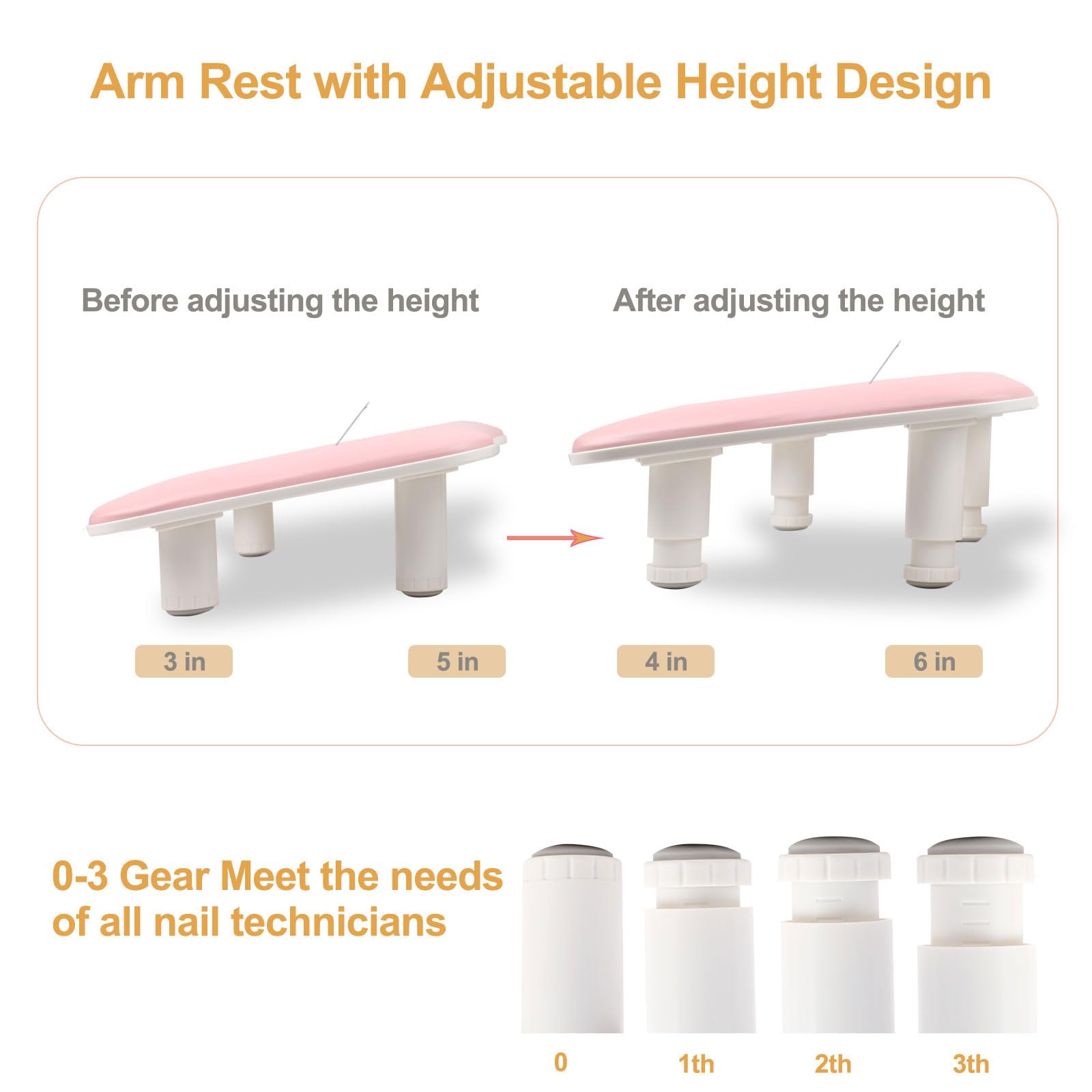 Rolomanve arm rest nails tech 360-rotating phone holder for convenient client viewing.