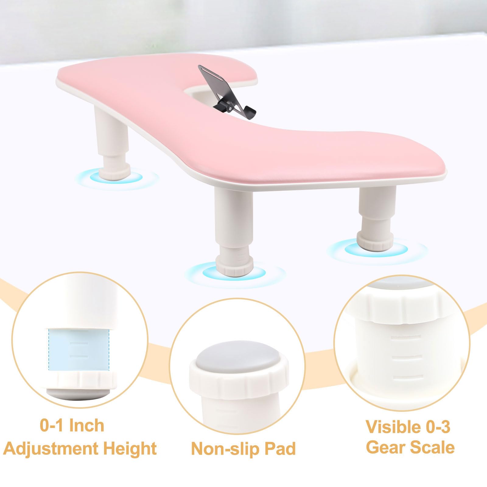 Rolomanve arm rest nails tech U-shape design supports relaxed posture.