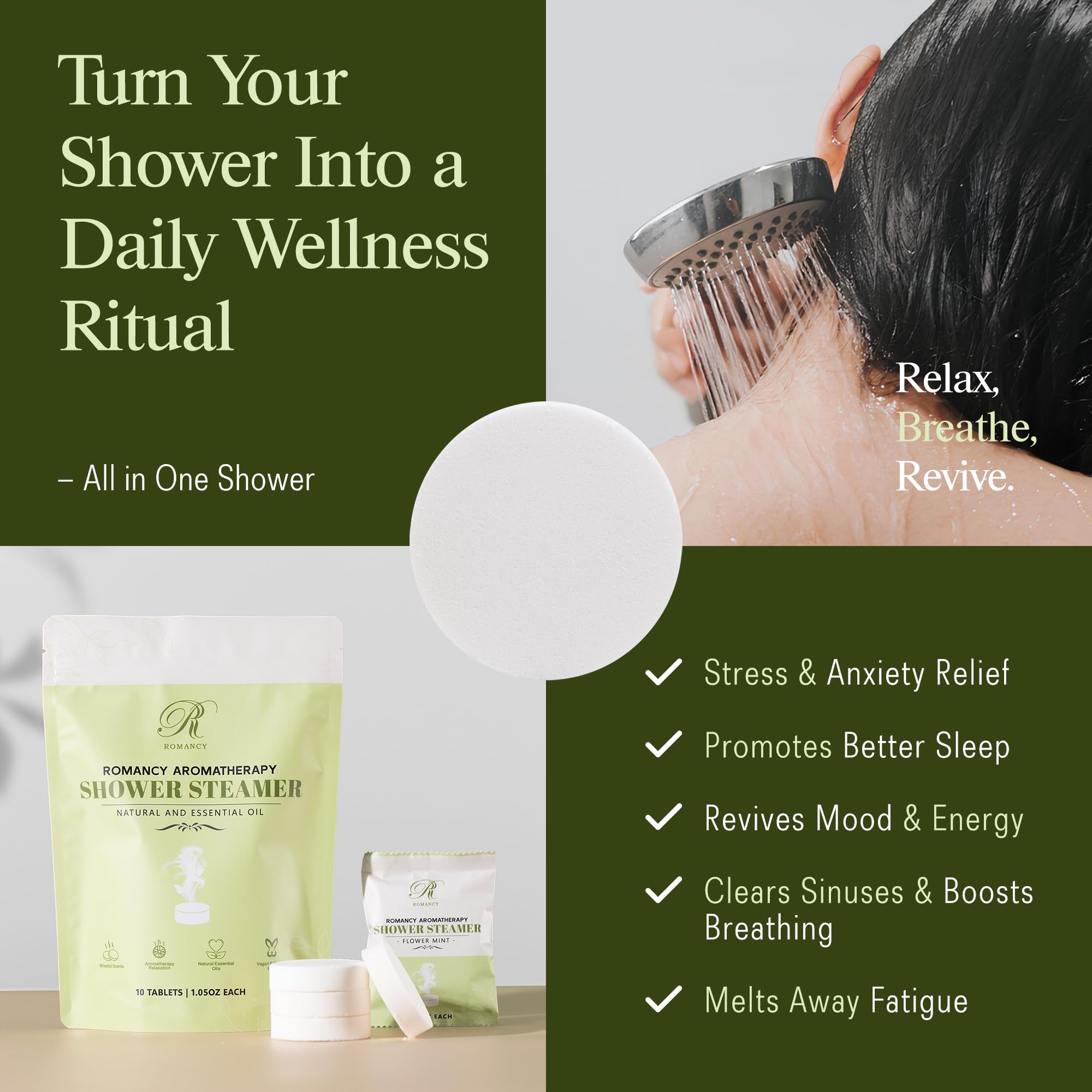 Romancy individually wrapped shower steamers pack preserves freshness