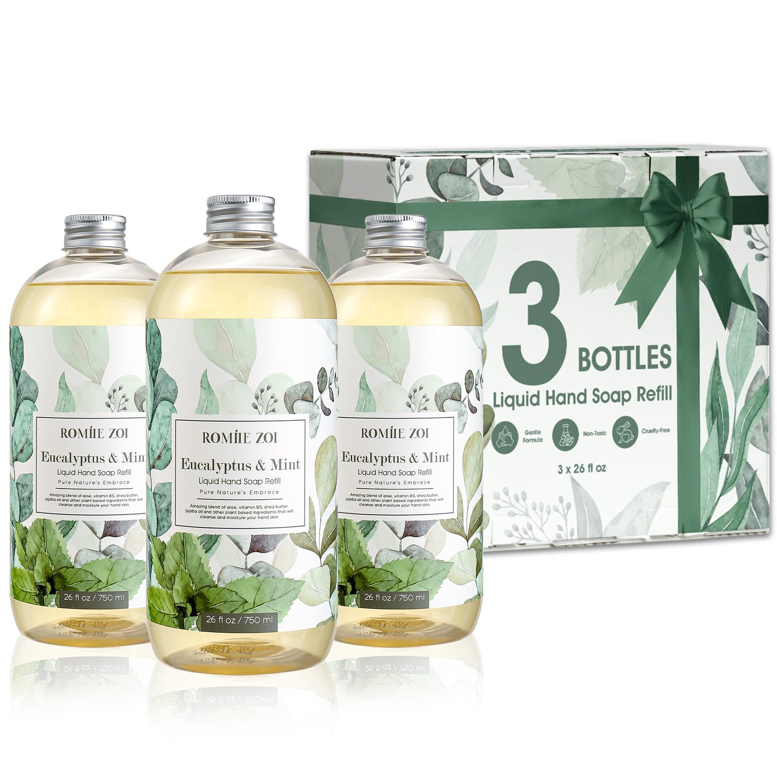 ROMIIE ZOI eucalyptus-mint refill bottle front showing fresh composition for daily use