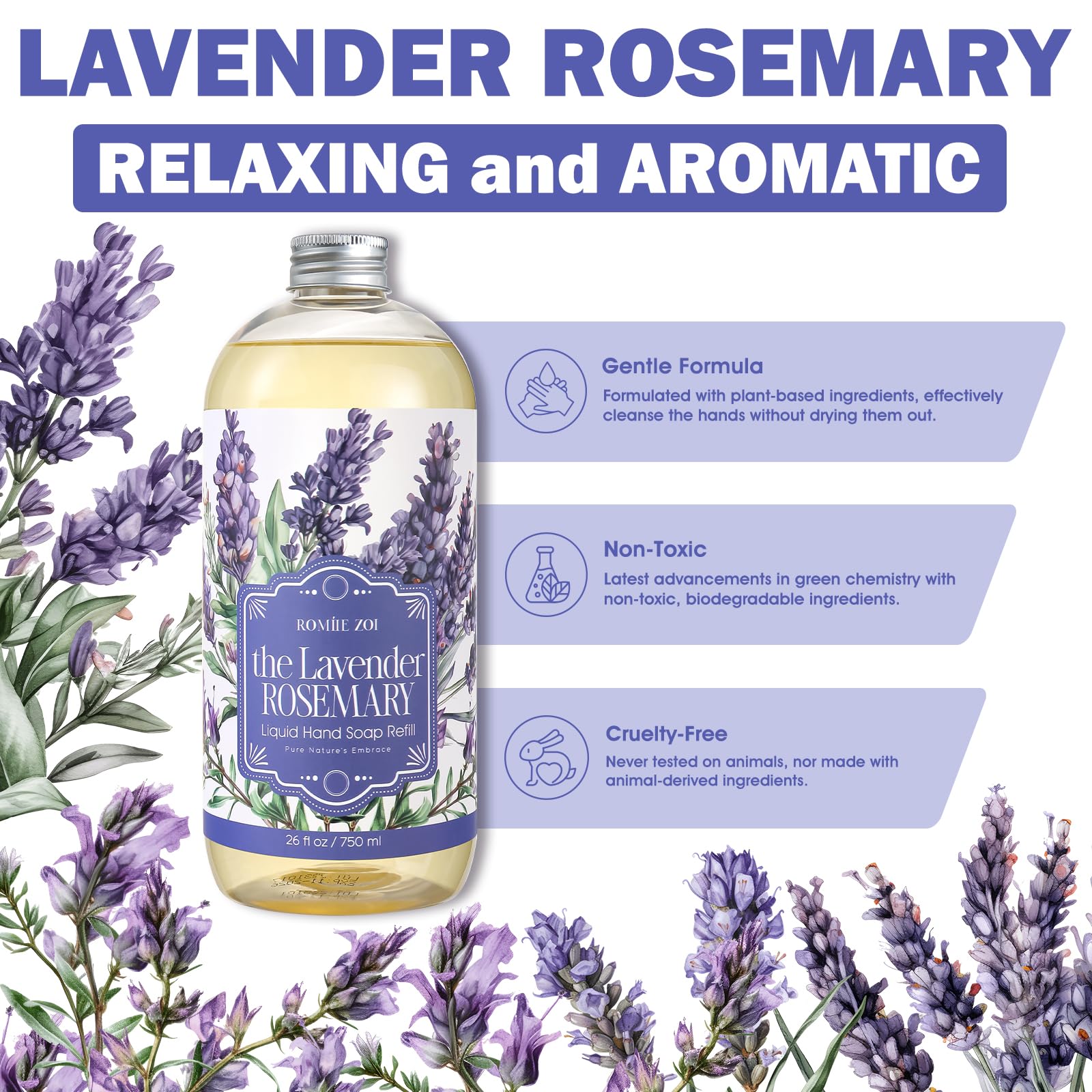 ROMIIE ZOI lavender rosemary fragrance for a calming daily cleanse.
