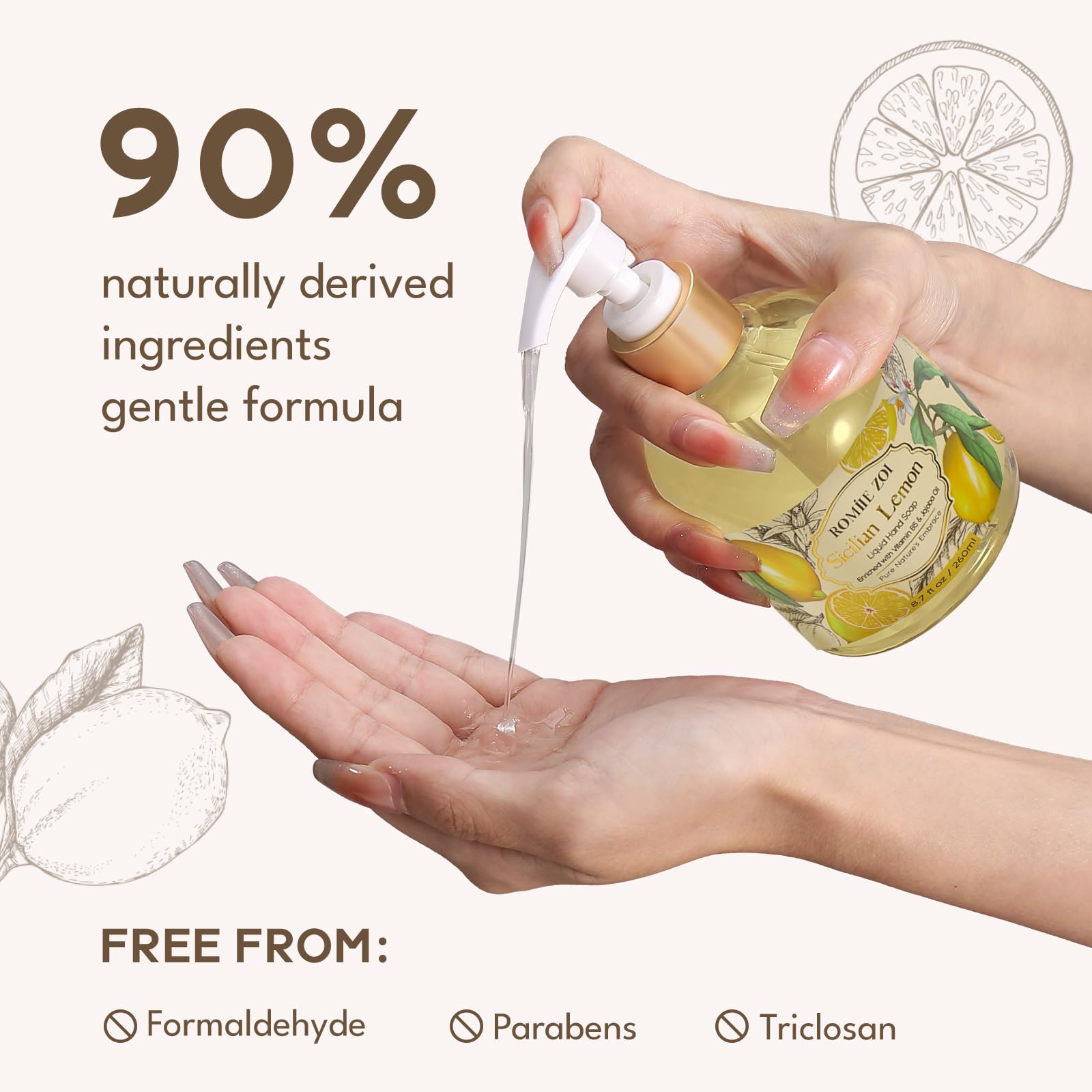 ROMIIE ZOI natural lemon scent for refreshing hand washing