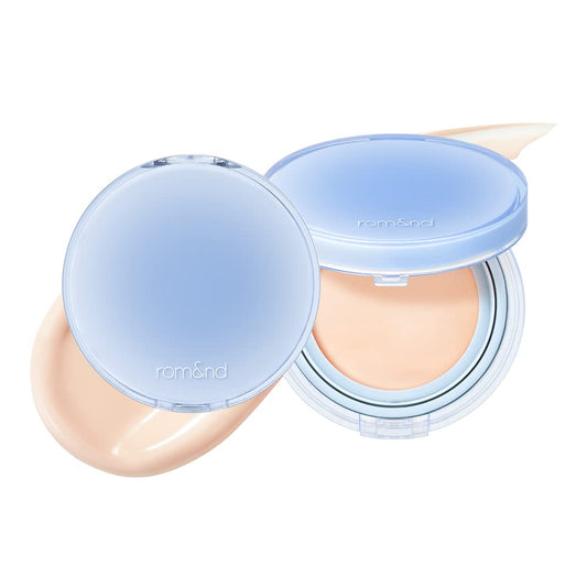 rom&nd Bare Water Cushion Porcelain 01 compact shows hydrating formula for a dewy finish