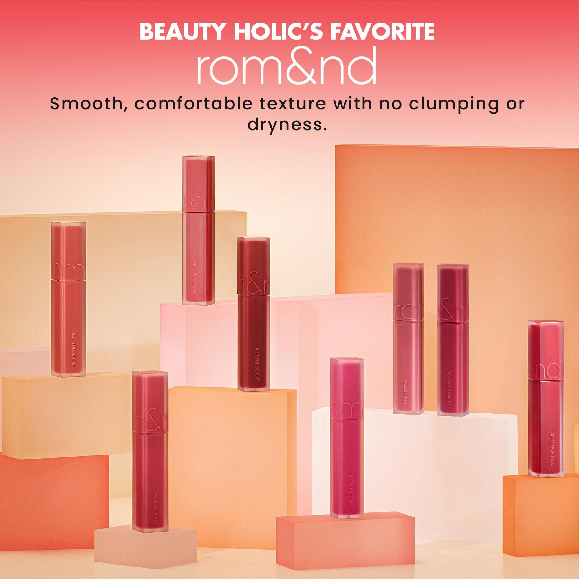 rom&nd Blur Fudge Tint Coral Jubilee day-wear test for lasting color