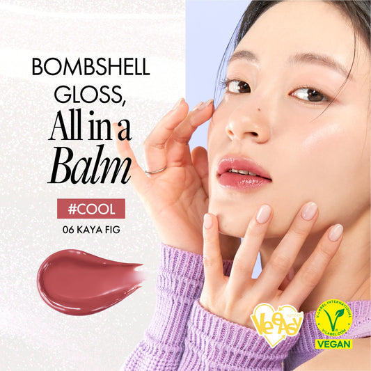 Close-up of glass-like shine and smooth finish from romnd Glasting Melting Balm