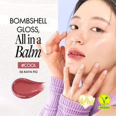 Close-up of glass-like shine and smooth finish from romnd Glasting Melting Balm