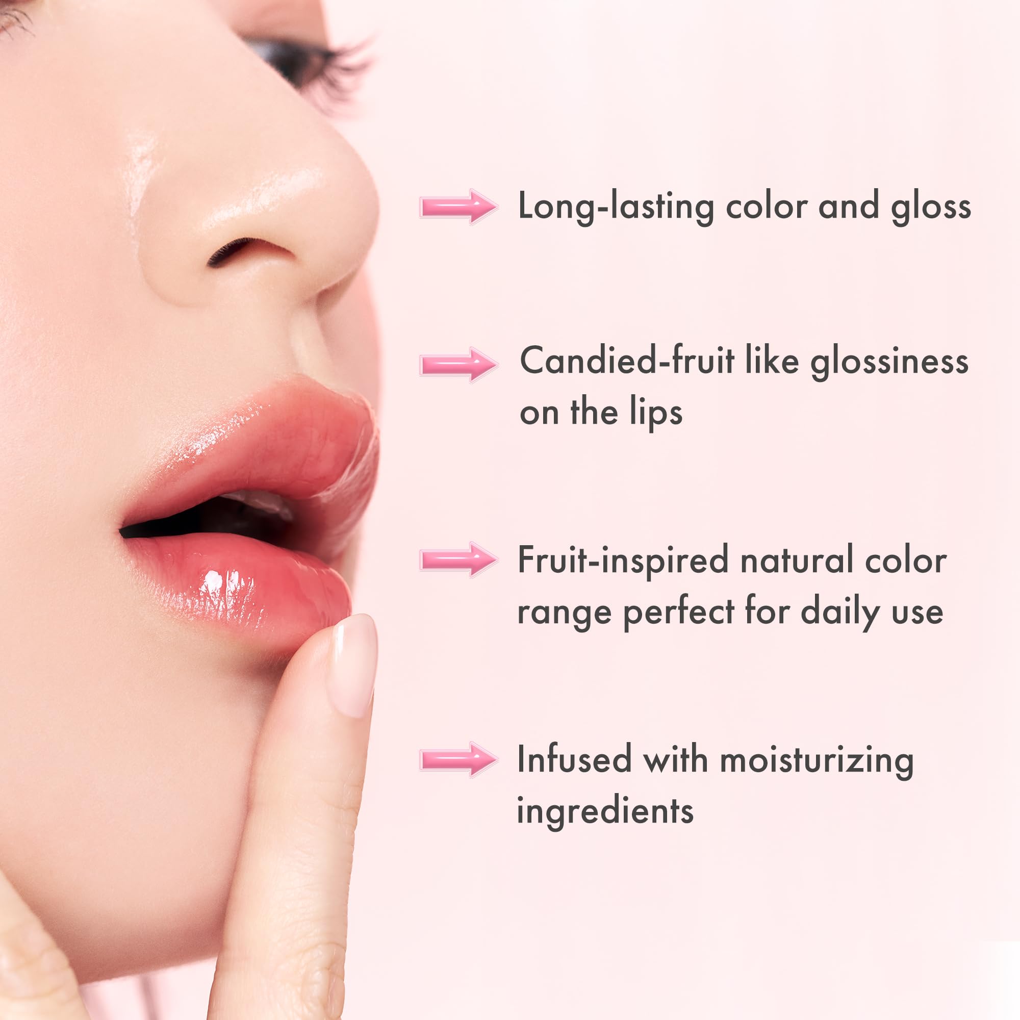 Romnd juicy lasting tint juju fig swatch on arm demonstrates color and hydration