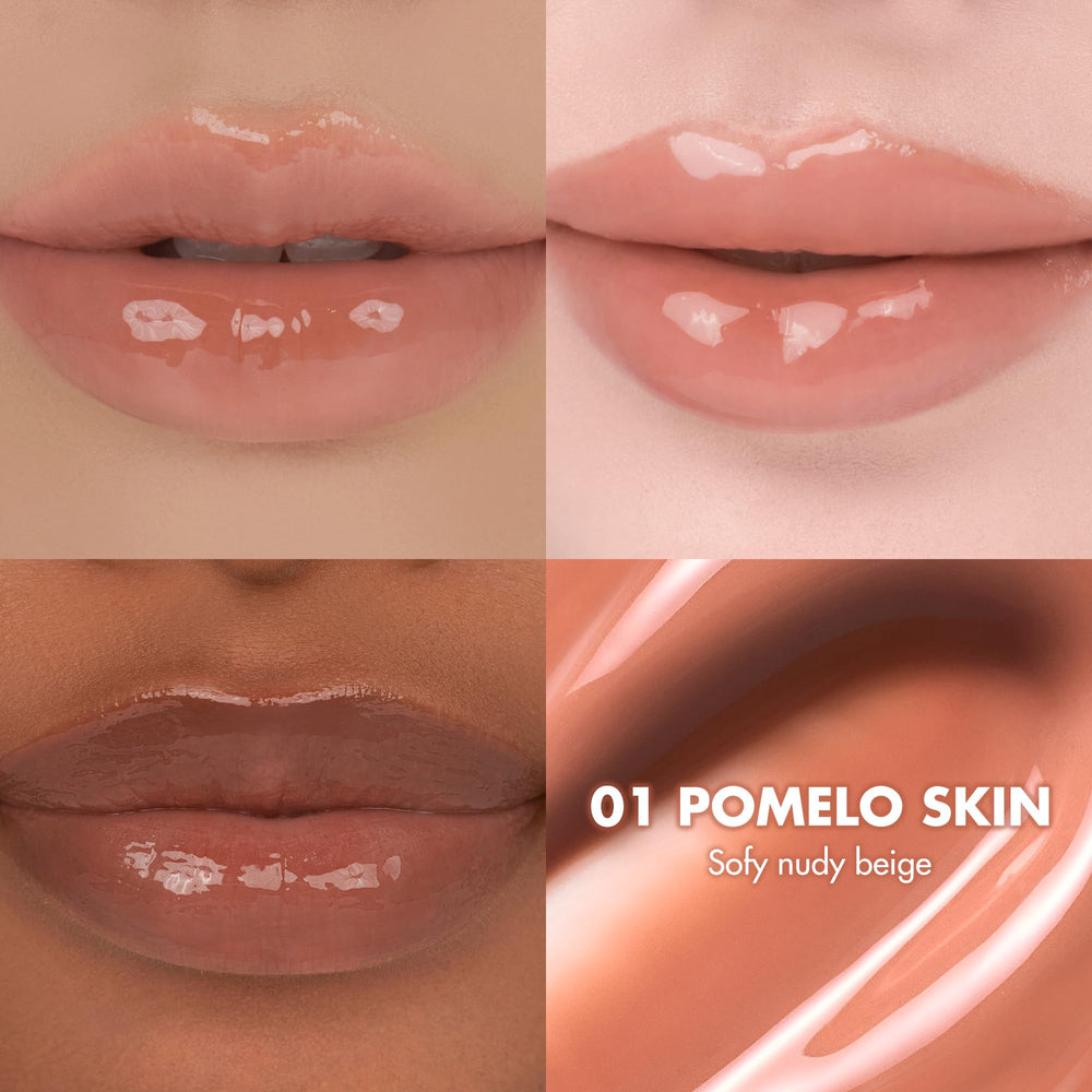romnd Juicy Lasting Tint Pomelo Skin swatches illustrating translucent color