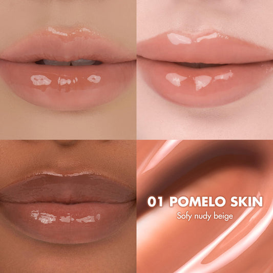 romnd Juicy Lasting Tint Pomelo Skin swatches illustrating translucent color
