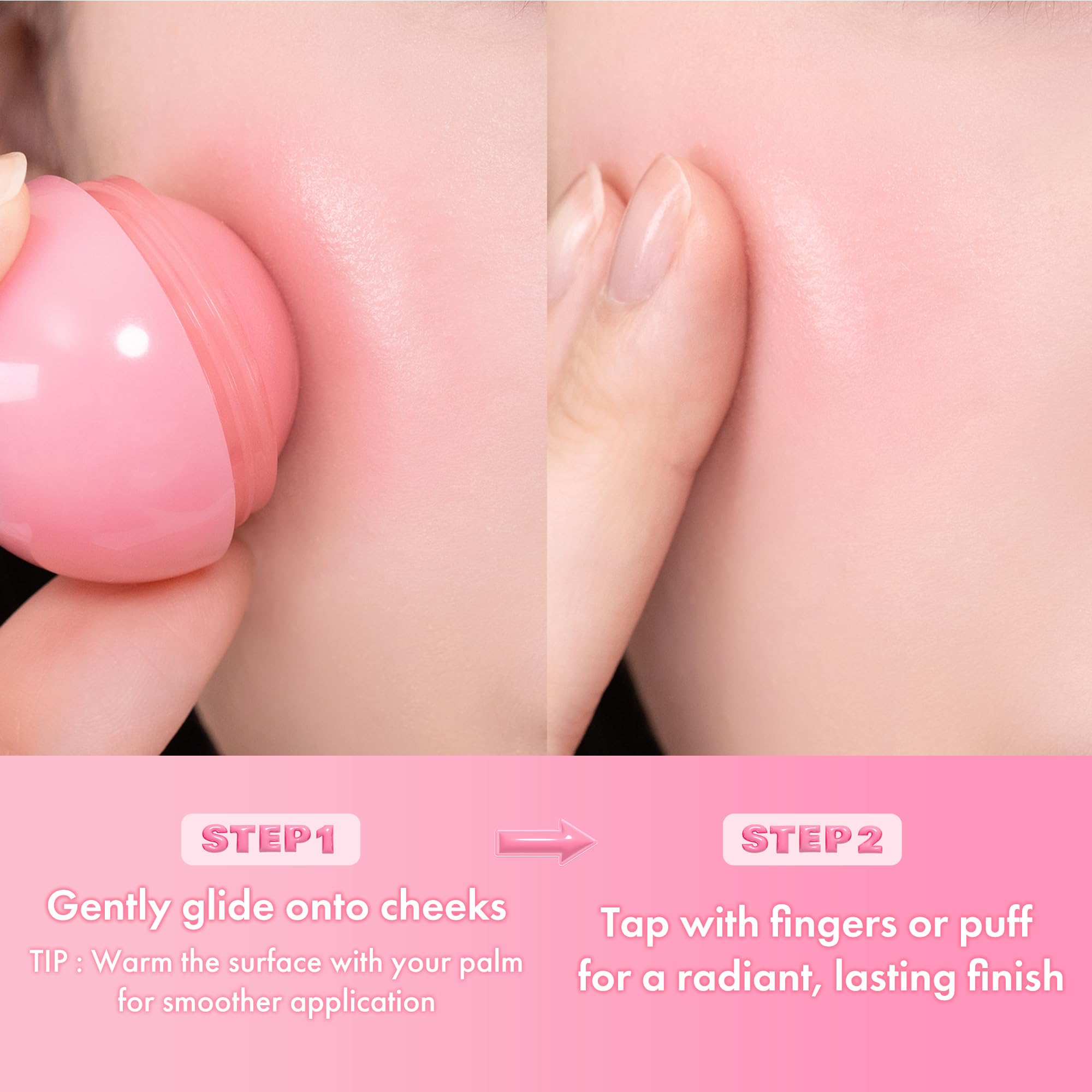 romnd Juicy Roll Cheek Dragon Berry roll-on application glides smoothly.