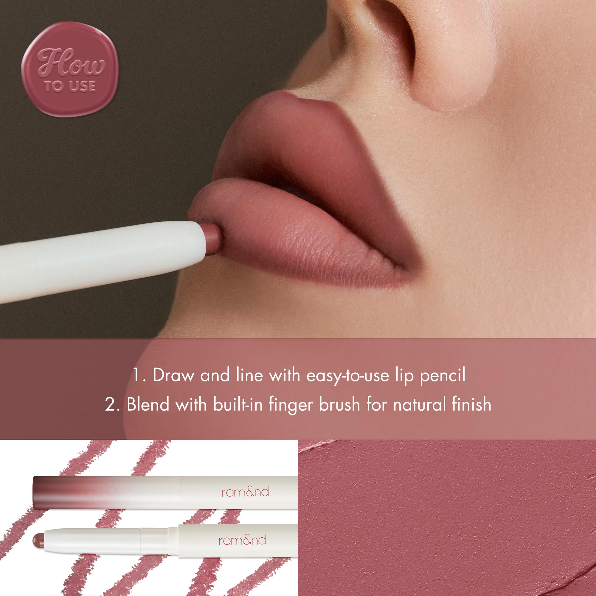 rom&amp;nd Lip Mate Pencil 07 Smudge-proof formula keeps lips crisp.