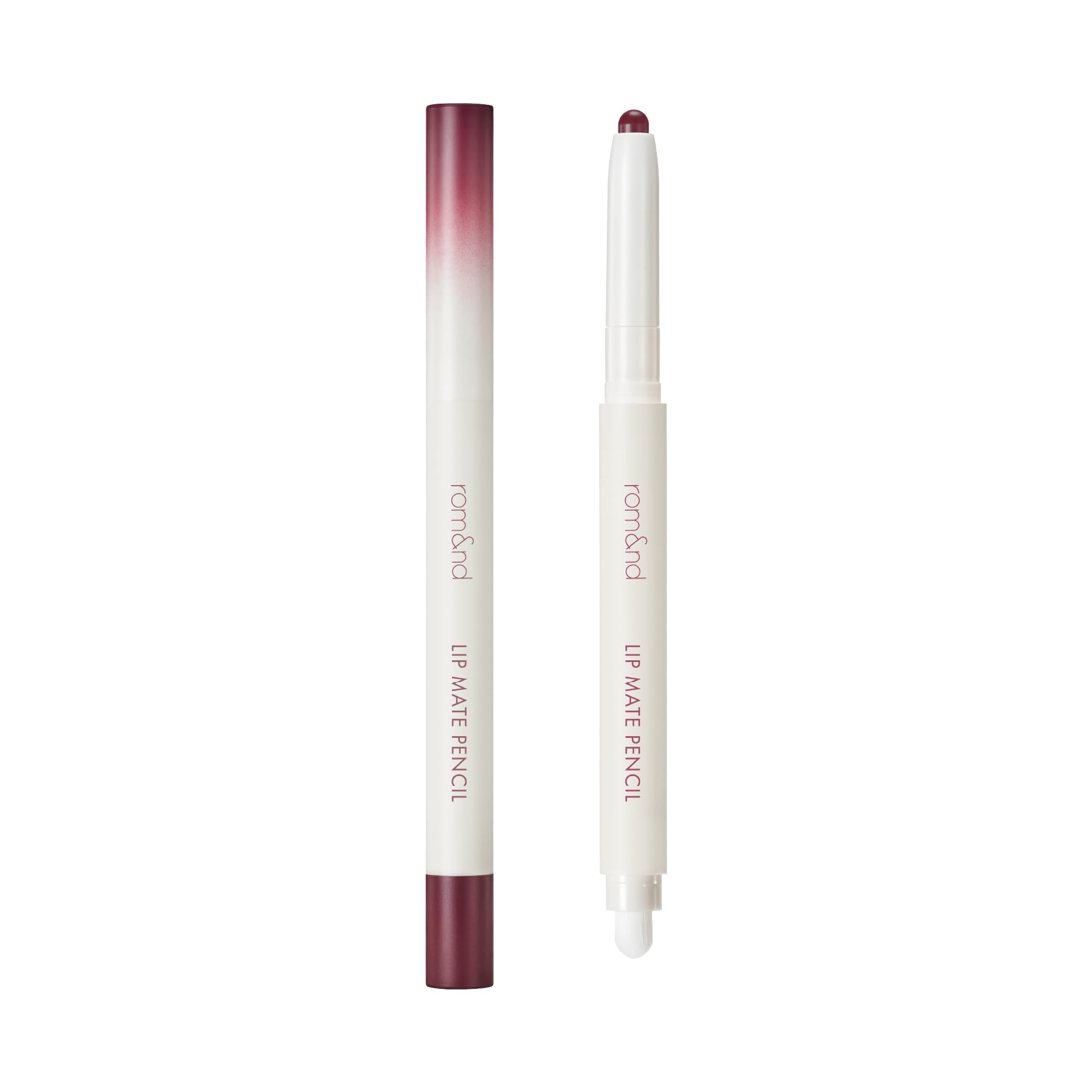 Rom&nd Lip Mate Pencil 09 Plum Burgundy tip close-up for precise lip lining.