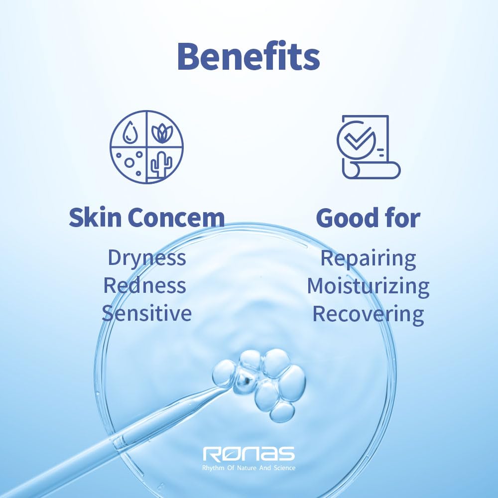 Ronas Stem Cell Serum label closeup highlights key ingredients licorice and hyaluronic acid