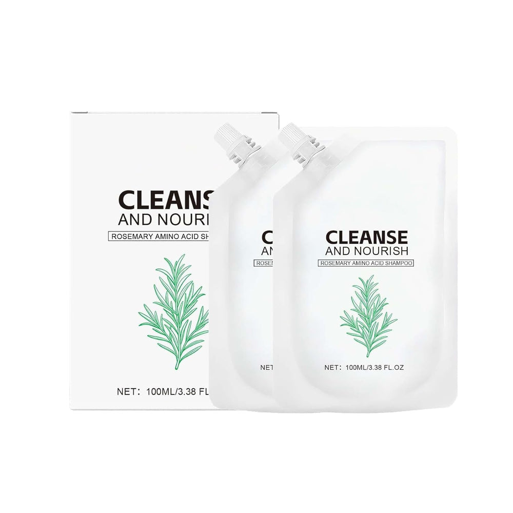 Rooroopet Rosemary Amino Acid Shampoo bottle front highlighting natural cleansing for thinning hair.
